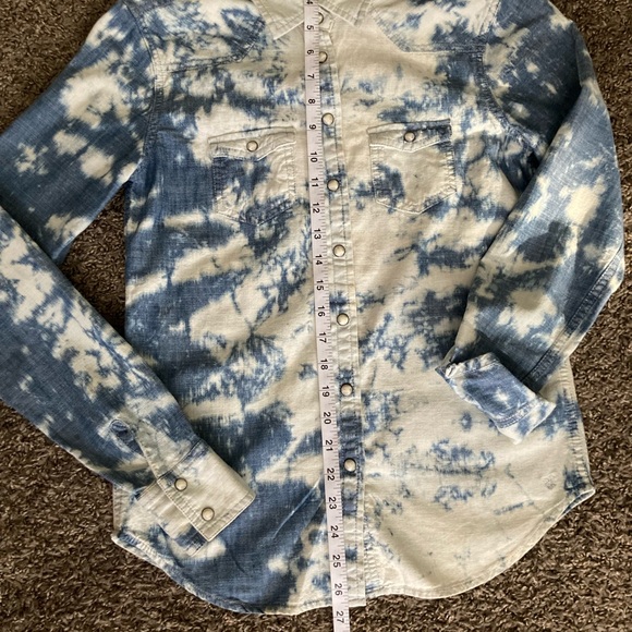 American Eagle Outfitters Blue and White Denim Shirt - Picture 3 of 7